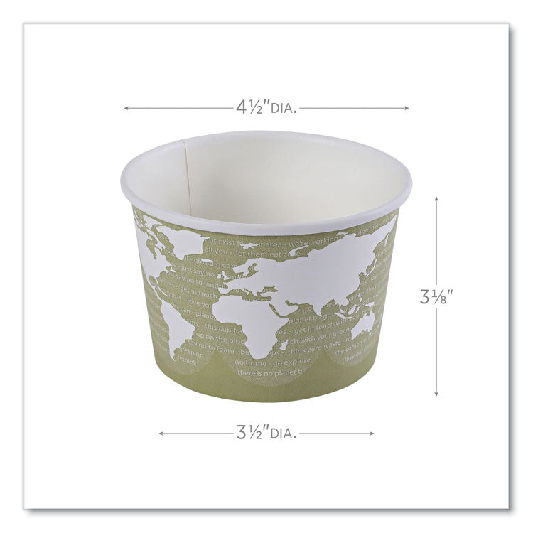 World Art Renewable and Compostable Food Container, 16 oz, 4.05" Diameter x 3" h, Sage, Paper, 25/Pack, 20 Packs/Carton