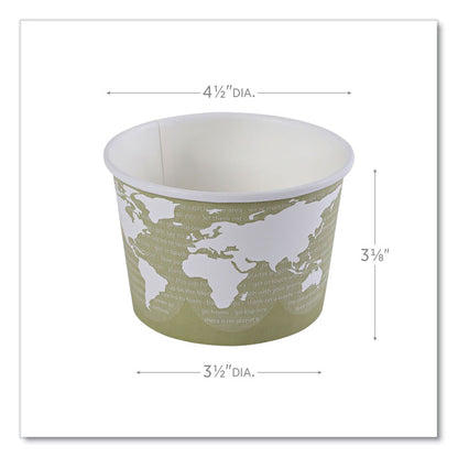 World Art Renewable and Compostable Food Container, 16 oz, 4.05" Diameter x 3" h, Sage, Paper, 25/Pack, 20 Packs/Carton