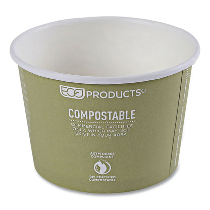 World Art Renewable and Compostable Food Container, 16 oz, 4.05" Diameter x 3" h, Sage, Paper, 25/Pack, 20 Packs/Carton