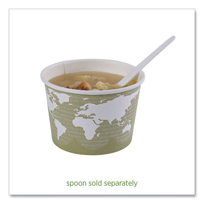 World Art Renewable and Compostable Food Container, 16 oz, 4.05" Diameter x 3" h, Sage, Paper, 25/Pack, 20 Packs/Carton
