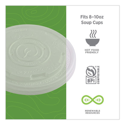 World Art PLA-Laminated Soup Container Lids, Fits 8 oz, Translucent, Plastic, 50/Pack, 20 Packs/Carton