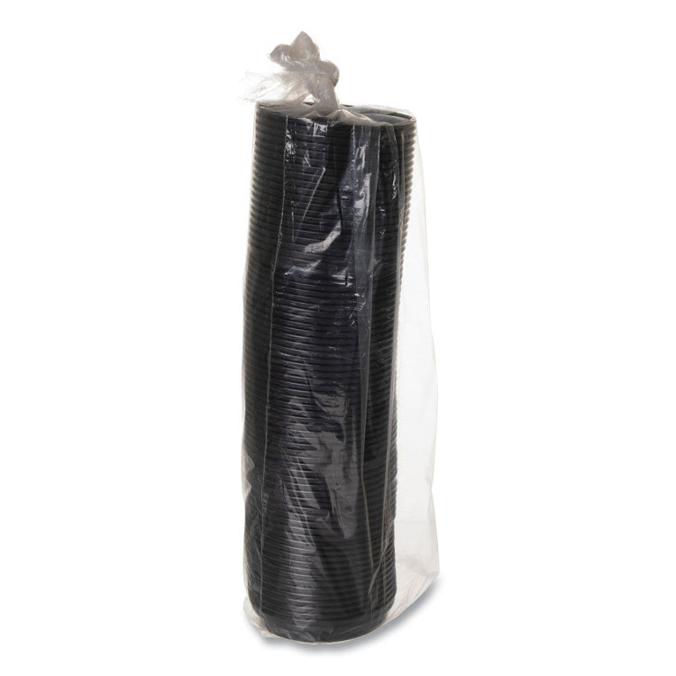 EcoLid 25% Recycled Content Hot Cup Lid, Fits 10 oz to 20 oz Hot Cups, Plastic, Black, 100/Pack, 10 Packs/Carton