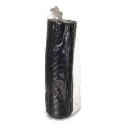EcoLid 25% Recycled Content Hot Cup Lid, Fits 10 oz to 20 oz Hot Cups, Plastic, Black, 100/Pack, 10 Packs/Carton