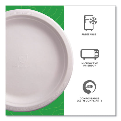 Vanguard Renewable and Compostable Sugarcane Plates, 9" dia, White, 500/Carton