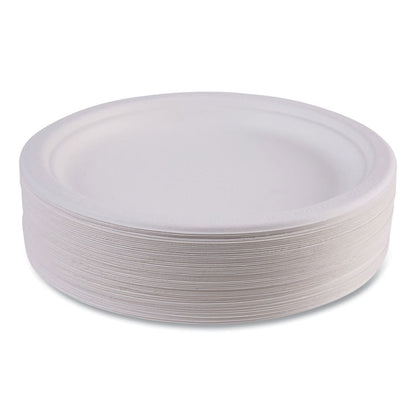 Vanguard Renewable and Compostable Sugarcane Plates, 9" dia, White, 500/Carton
