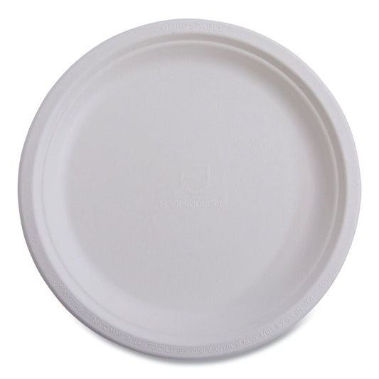 Vanguard Renewable and Compostable Sugarcane Plates, 6" dia, White, 1,000/Carton