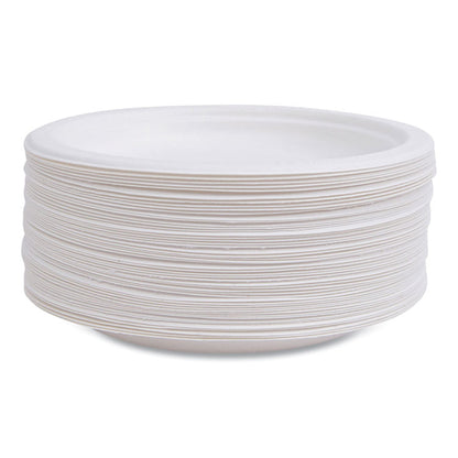 Vanguard Renewable and Compostable Sugarcane Plates, 6" dia, White, 1,000/Carton
