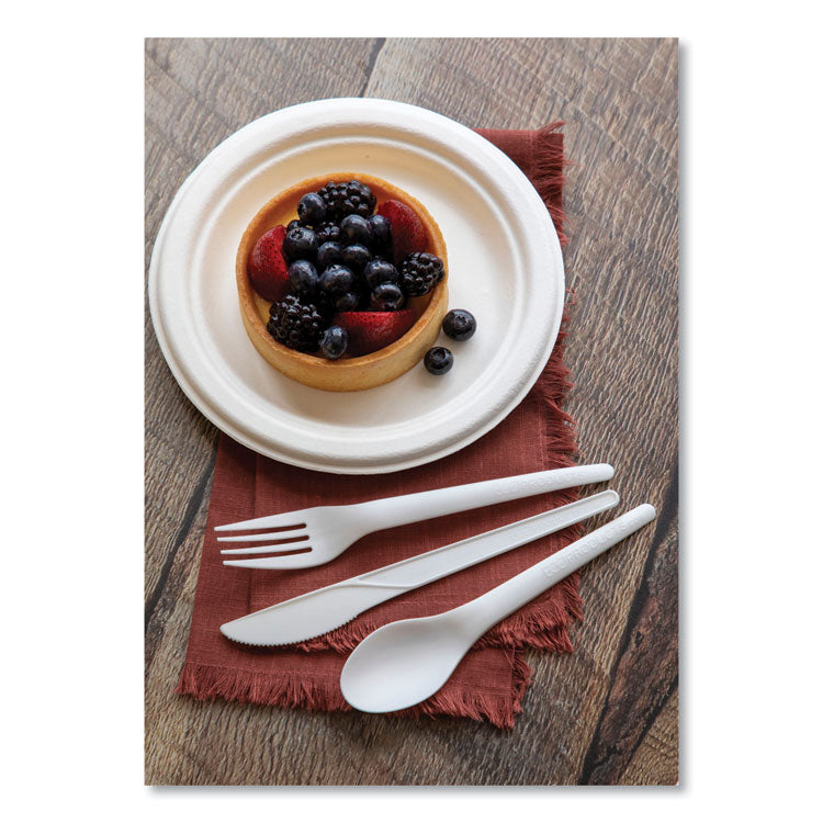 Vanguard Renewable and Compostable Sugarcane Plates, 6" dia, White, 1,000/Carton