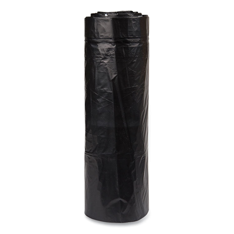 Low-Density Commercial Can Liners, 60 gal, 1.2 mil, 38" x 58", Black, Interleaved Roll, 10 Bags/Roll, 10 Rolls/Carton