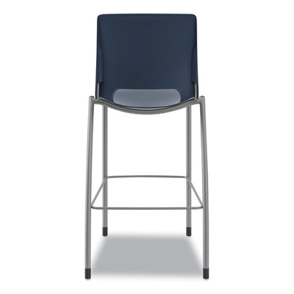 Motivate Four-Leg Cafe Height Stool, Supports Up to 300 lb, 30" Seat Height, Regatta Seat, Regatta Back, Platinum Base