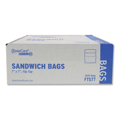 Flip Top Bag, 0.65 mil, 7" x 7", Clear, 2,000/Carton