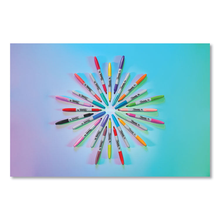 Fine Tip Permanent Marker, Fine Bullet Tip, Assorted 80s Glam Colors, 24/Pack