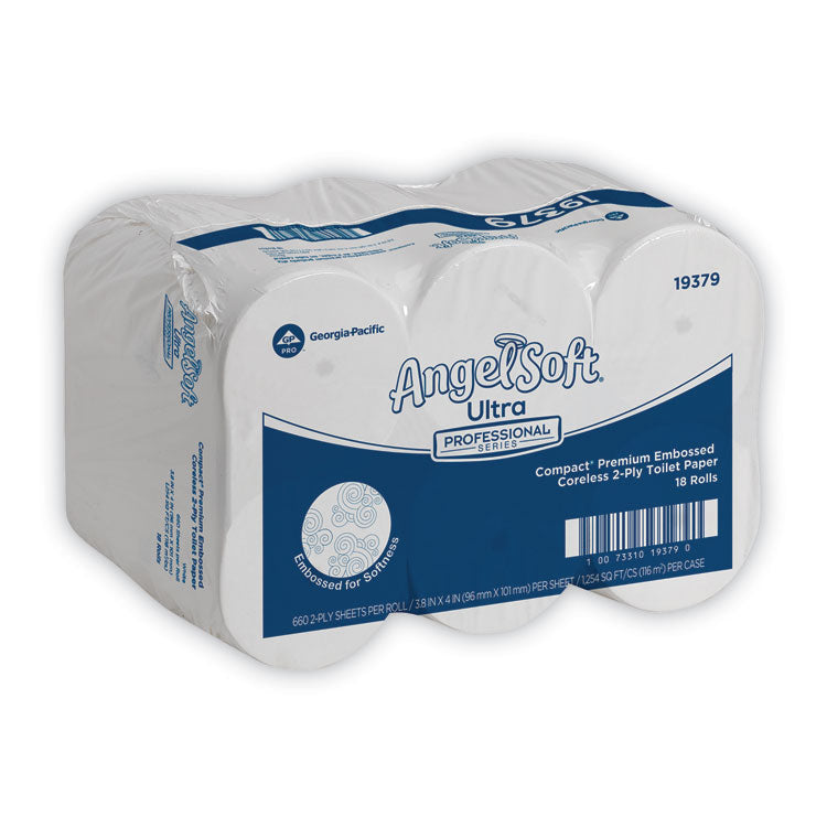 Angel Soft ps Compact Coreless Premium Bathroom Tissue, 2-Ply, White, 660 Sheets/Roll, 18 Rolls/Carton