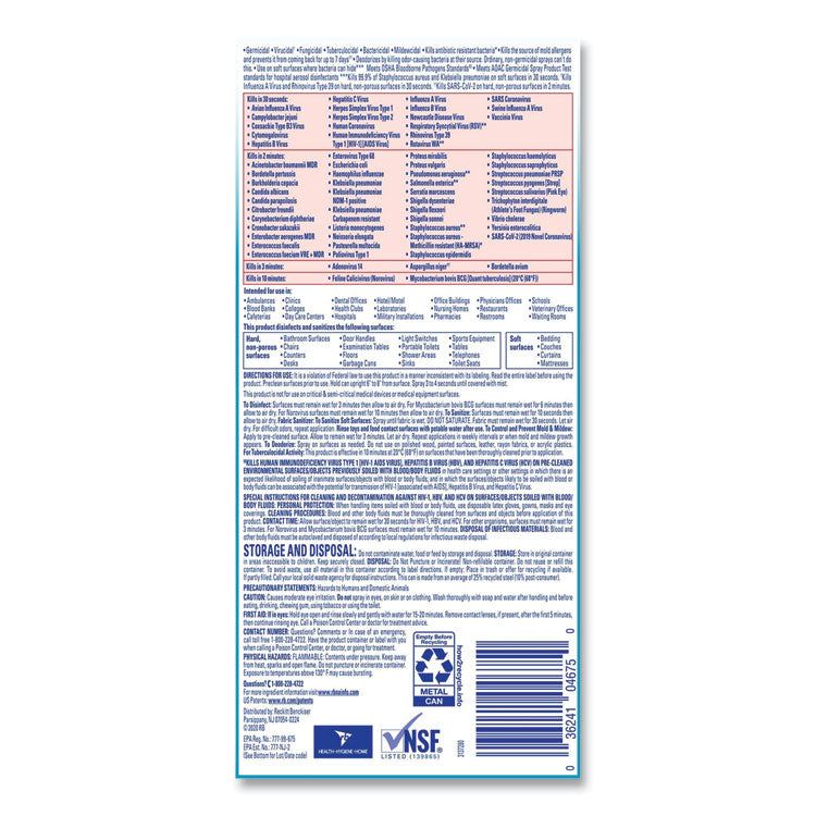 Disinfectant Spray, Fresh Scent, 19 oz Aerosol Spray