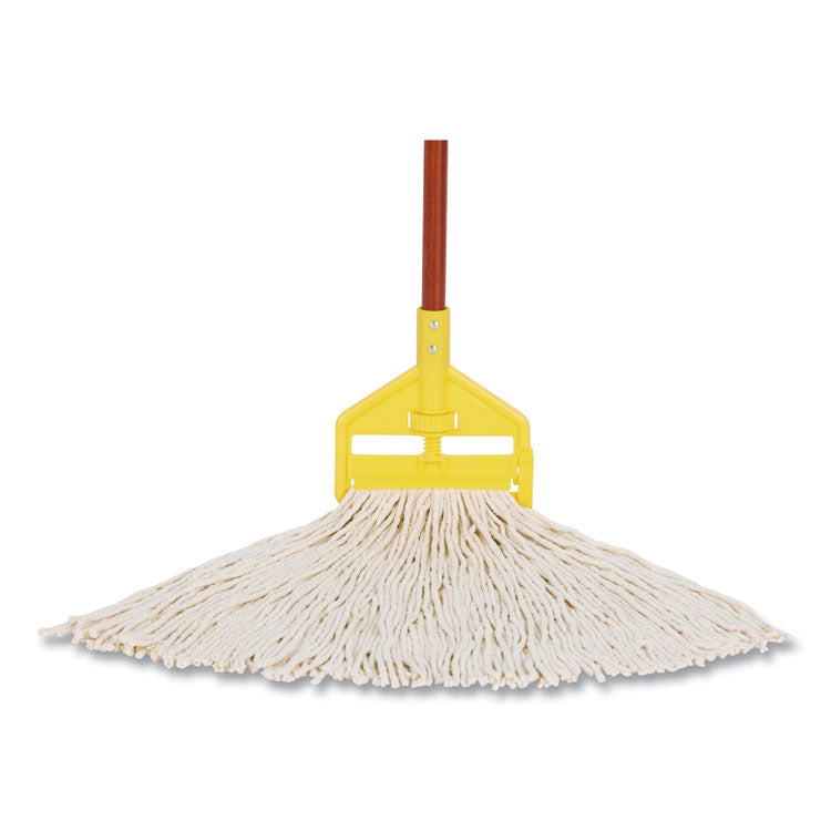 Cut-End Cotton Wet Mop Heads, Cotton/Plastic, White, 12/Carton