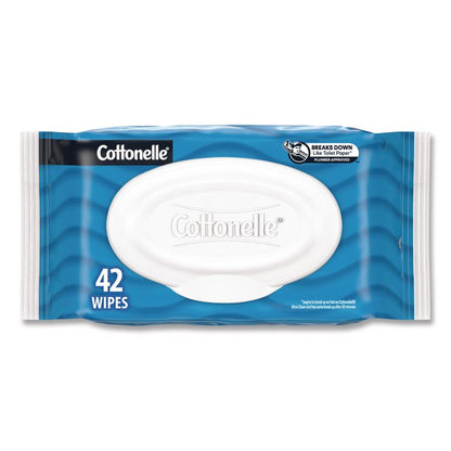 Fresh Care Flushable Cleansing Cloths, 1-Ply, 3.75 x 5.5, White, 42/Pack