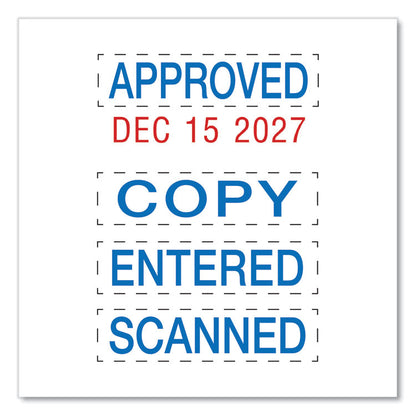 Printy Economy Micro 5-in-1 Date Stamp, Self-Inking, 1" x 0.75", Blue/Red