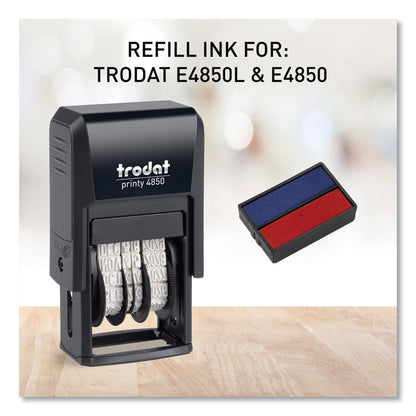 T4850 Printy Replacement Pad for Trodat Self-Inking Stamps, 0.19" x 1", Blue/Red