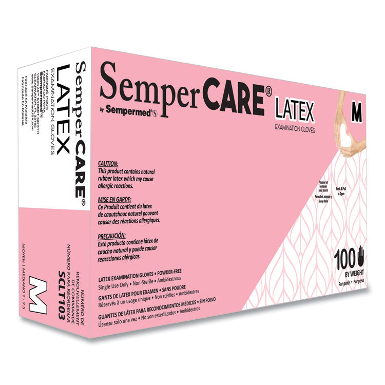 Latex Examination Gloves, Powder-Free, Medium, 5 mil Thick, 9.45" Long, Cream, 100/Box, 10 Boxes/Carton