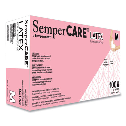 Latex Examination Gloves, Powder-Free, Medium, 5 mil Thick, 9.45" Long, Cream, 100/Box, 10 Boxes/Carton