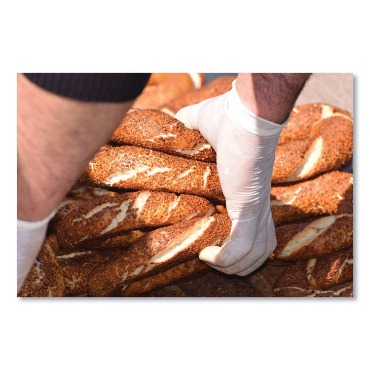Stretch Vinyl Examination Gloves, Powder-Free, Medium, 5 mil Thick, 9.45" Long, Cream, 100/Box, 10 Boxes/Carton