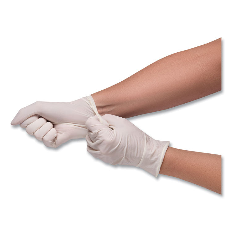 Stretch Vinyl Examination Gloves, Powder-Free, Large, 5 mil Thick, 9.45" Long, Cream, 100/Box, 10 Boxes/Carton