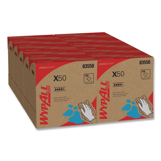 X50 Cloths, POP-UP Box, 12.5 x 9.1, White, 168/Box, 10 Boxes/Carton