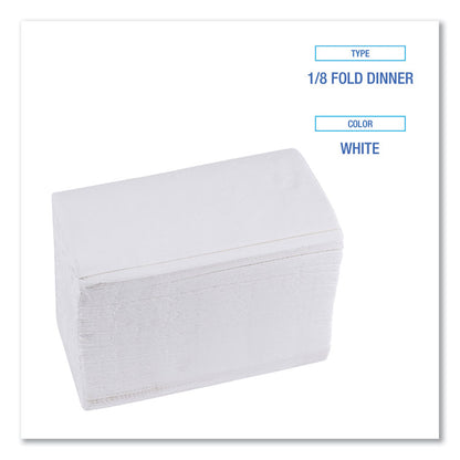 1/8-Fold Dinner Napkins, 2-Ply, 15 x 17, White, 150/Pack, 20 Packs/Carton