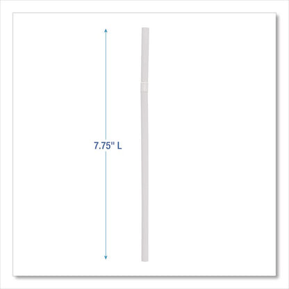 Flexible Wrapped Straws, 7.75", Plastic, White, 500/Pack, 20 Packs/Carton
