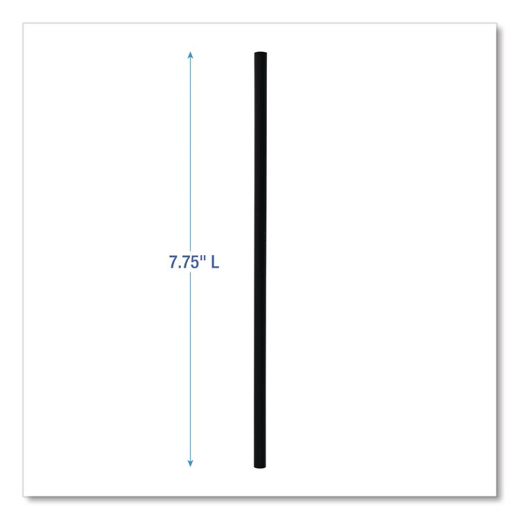 Wrapped Jumbo Straws, 7.75", Polypropylene, Black, 250/Pack, 50 Packs/Carton