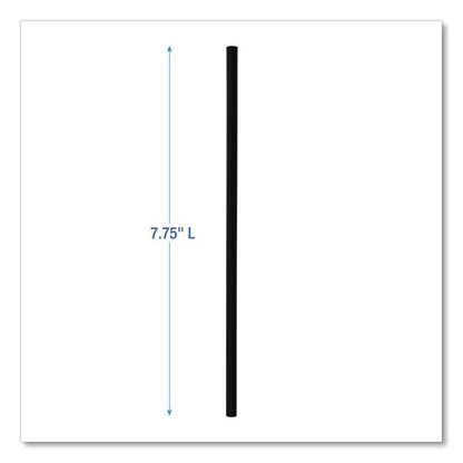 Wrapped Jumbo Straws, 7.75", Polypropylene, Black, 250/Pack, 50 Packs/Carton