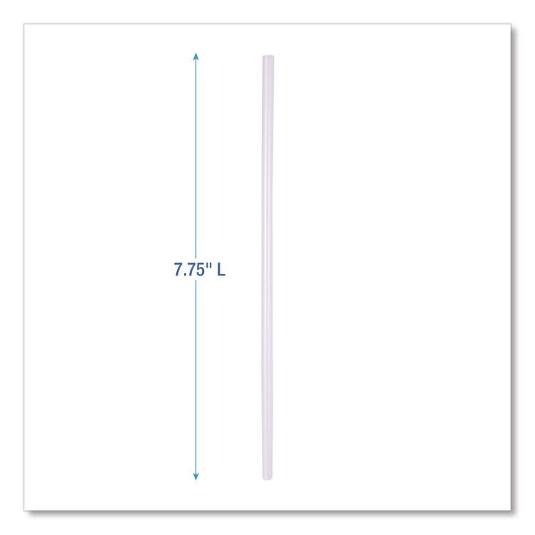 Wrapped Jumbo Straws, 7.75", Polypropylene, Clear, 500/Pack, 24 Packs/Carton