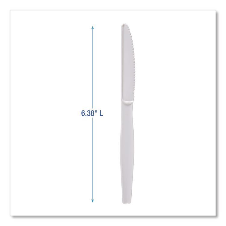 Heavyweight Polystyrene Cutlery, Knife, Plastic, White, 1,000/Carton