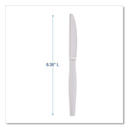 Heavyweight Polystyrene Cutlery, Knife, Plastic, White, 1,000/Carton
