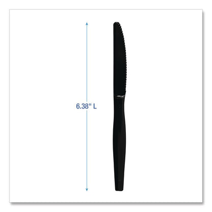 Heavyweight Polystyrene Cutlery, Knife, Plastic, Black, 1,000/Carton