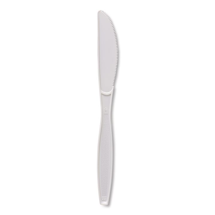 Heavyweight Polypropylene Cutlery, Knife, Plastic, White, 1,000/Carton