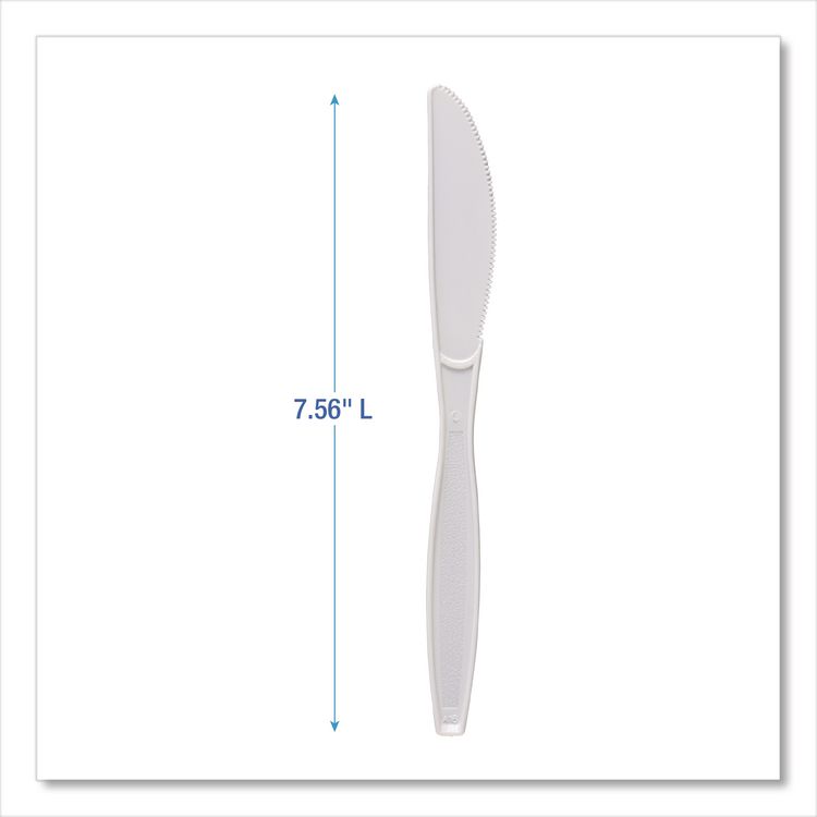 Heavyweight Polypropylene Cutlery, Knife, Plastic, White, 1,000/Carton