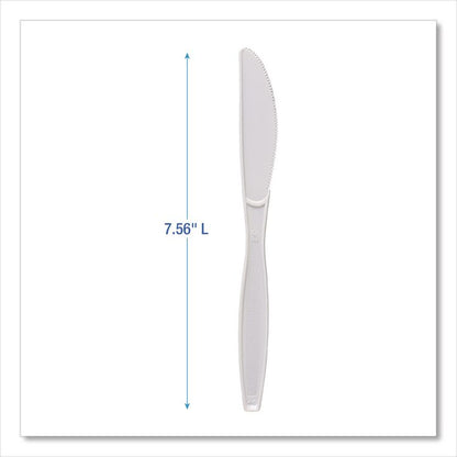 Heavyweight Polypropylene Cutlery, Knife, Plastic, White, 1,000/Carton
