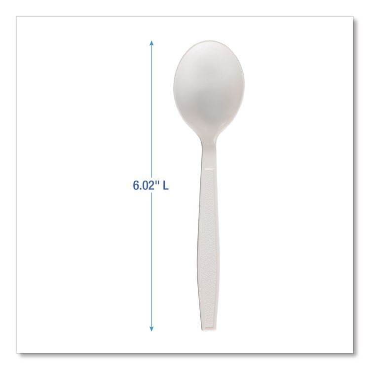 Heavyweight Polypropylene Cutlery, Soup Spoon, Plastic, White, 1,000/Carton