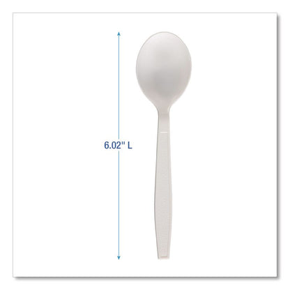 Heavyweight Polypropylene Cutlery, Soup Spoon, Plastic, White, 1,000/Carton