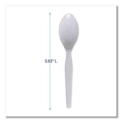 Mediumweight Polystyrene Cutlery, Spoon, Plastic, White, 100/Box, 10 Boxes/Carton