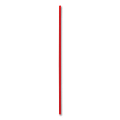 Single-Tube Stir-Straws,5.25", Polypropylene, Red, 1,000/Pack, 10 Packs/Carton
