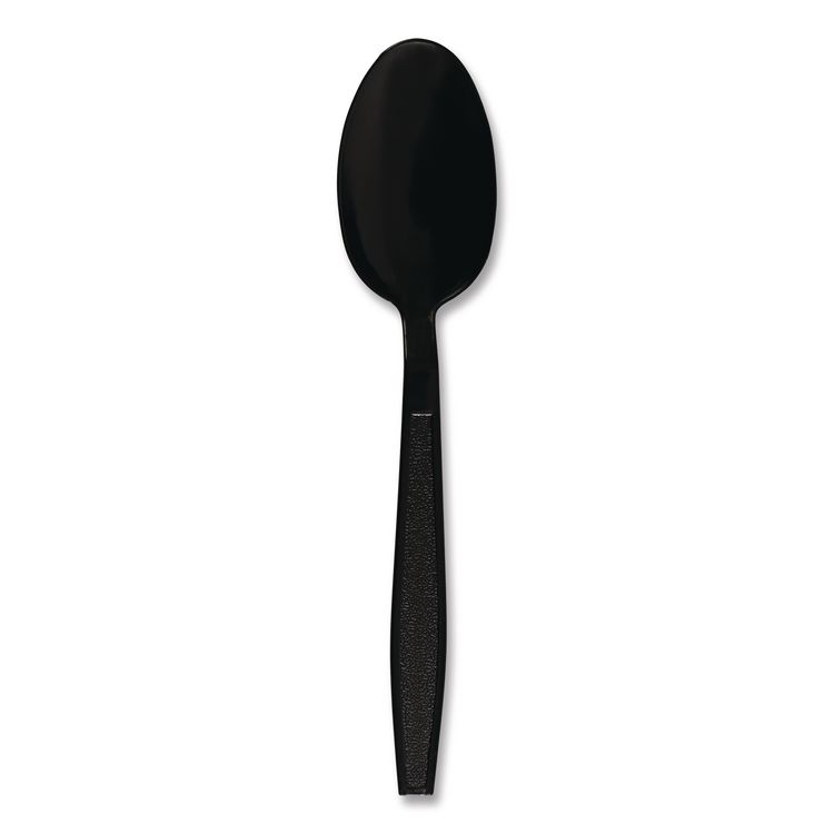 Heavyweight Polypropylene Cutlery, Spoon, Plastic, Black, 1,000/Carton