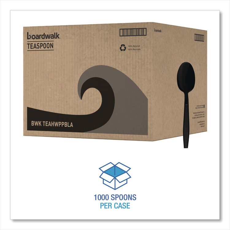 Heavyweight Polypropylene Cutlery, Spoon, Plastic, Black, 1,000/Carton