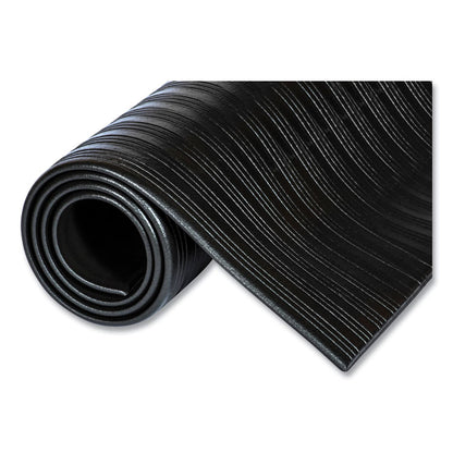 Ribbed Vinyl Anti-Fatigue Mat, Rectangular, Black Ribbed Surface, 36" x 12 ft