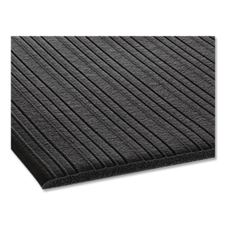 Ribbed Vinyl Anti-Fatigue Mat, Rectangular, Black Ribbed Surface, 36" x 12 ft