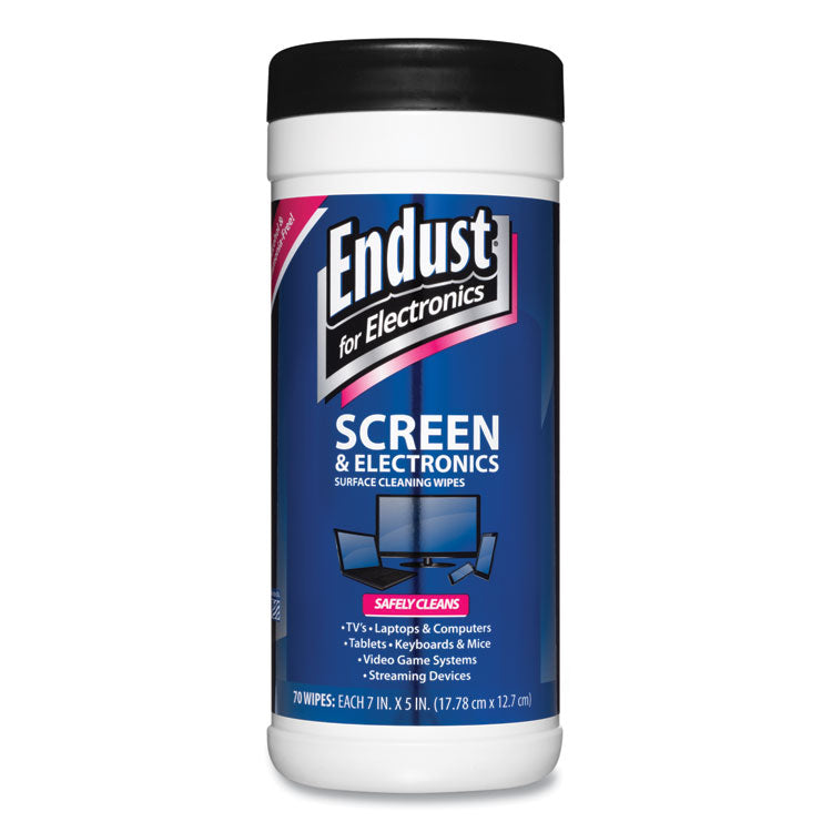 Antistatic Screen Cleaning Wipes, Premoistened, 5 x 7, Clean Scent, White, 70/Canister