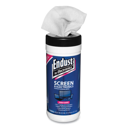 Antistatic Screen Cleaning Wipes, Premoistened, 5 x 7, Clean Scent, White, 70/Canister