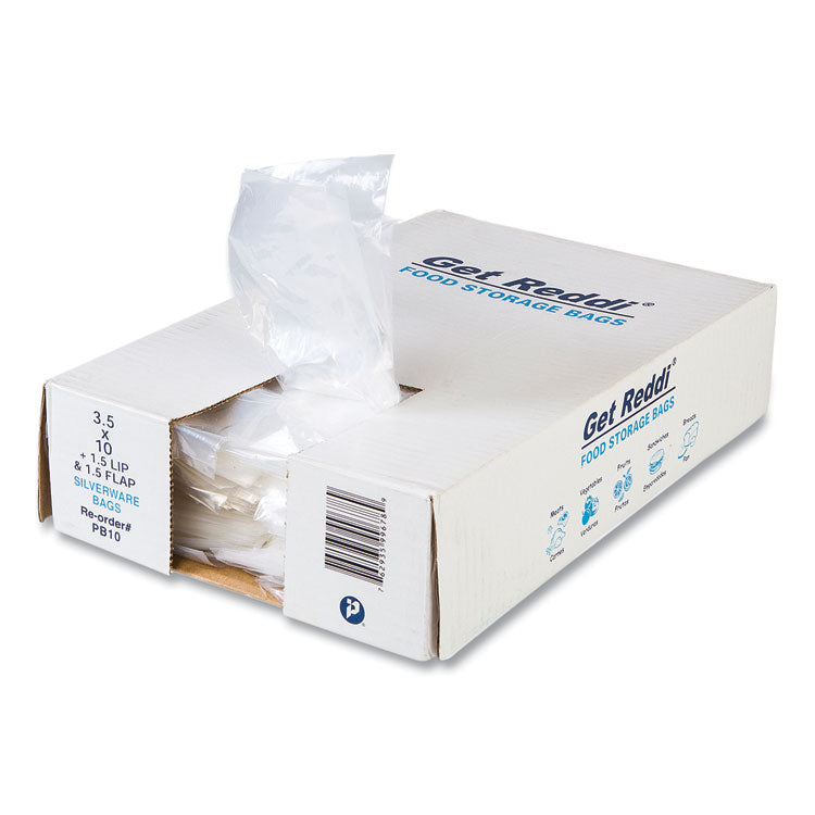 Silverware Bags, 0.7 mil, 3.5" x 1.5" x 10", Clear, 2,000/Carton