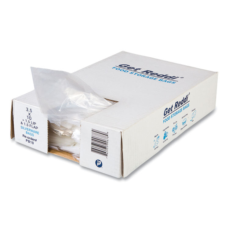 Silverware Bags, 0.7 mil, 3.5" x 1.5" x 10", Clear, 2,000/Carton